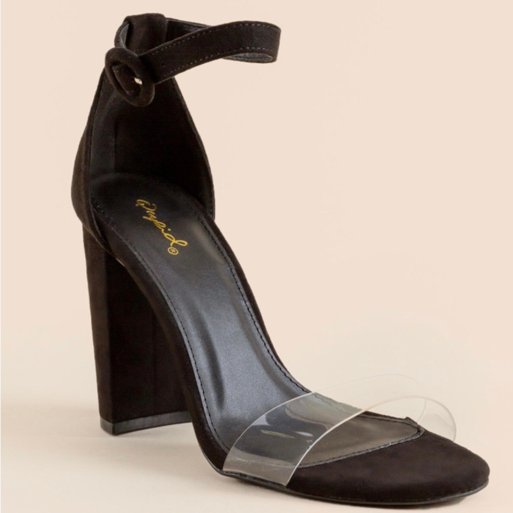 Women's Qupid Cashmere Clear Block Heel